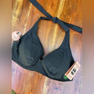 Shapermint Essentials Full Coverage Halter Bikini Top 🌺 NWT 🌺 Black 🌺 large